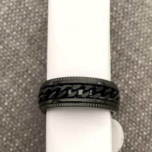 Black Stainless Steel Anxiety Spinner Fidget Ring For Men & Women.